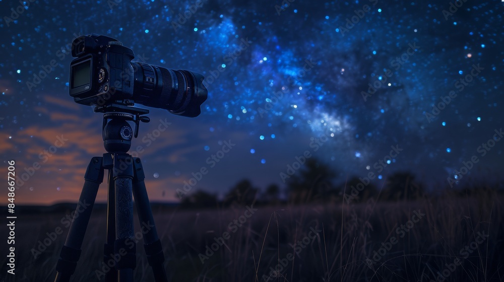 Astrophotography Setup with Camera and Tripod Stock Photo | Adobe Stock