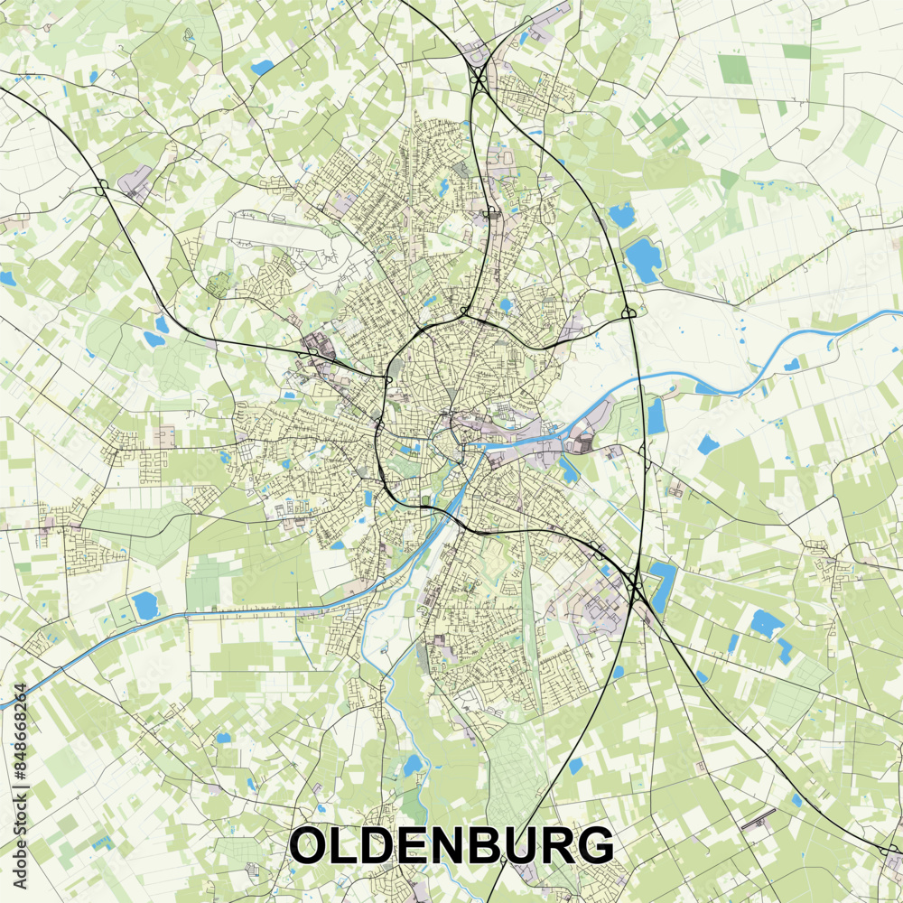 Oldenburg, Germany map poster art Oldenburg, Germany map poster art
