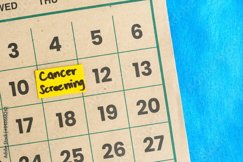 Obraz na płótnie Cancer screening schedule concept. Written reminder note on calendar. w salonie