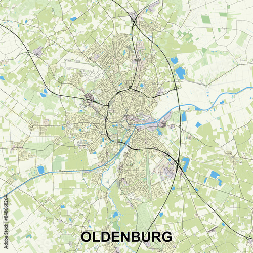 Oldenburg, Germany map poster art