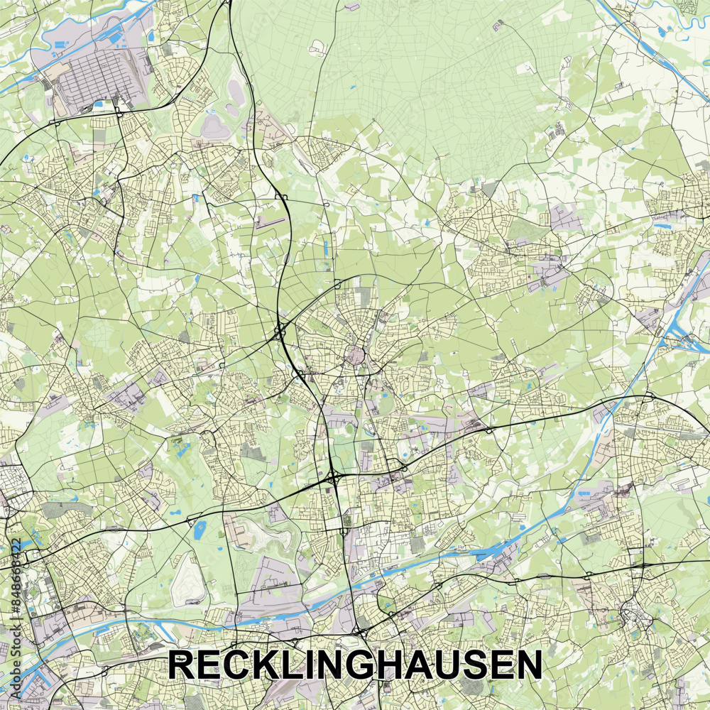 Fototapeta premium Recklinghausen, Germany map poster art