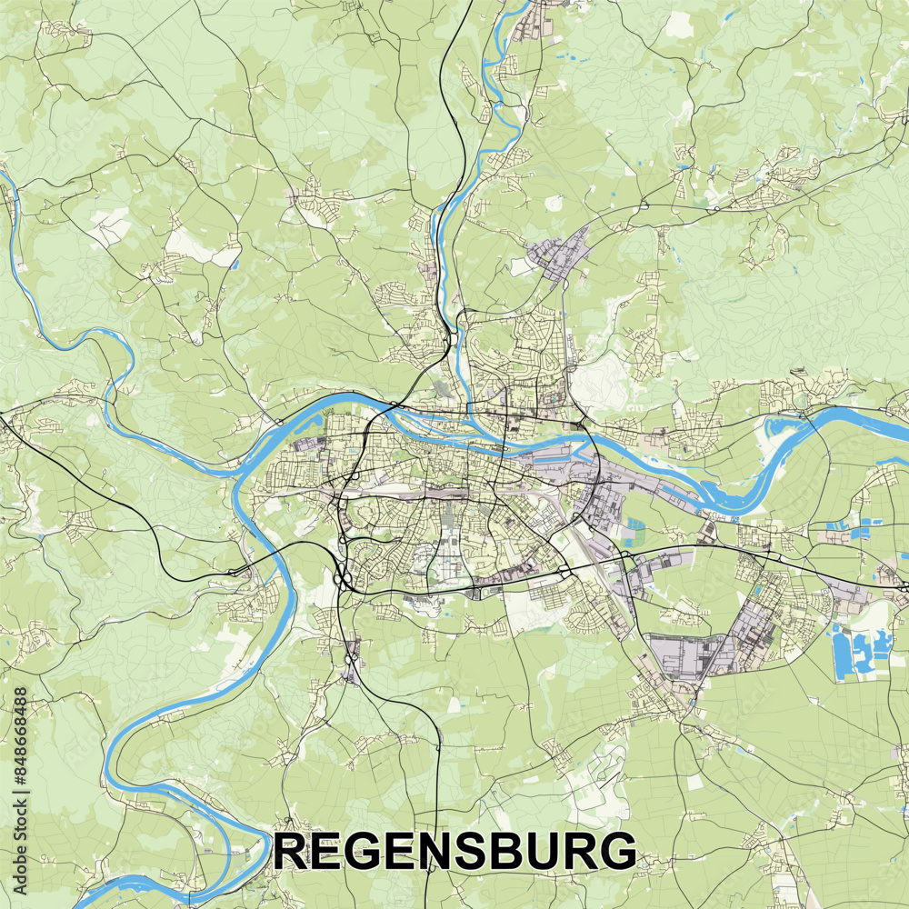 Obraz premium Regensburg, Germany map poster art
