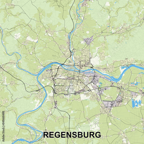 Regensburg, Germany map poster art