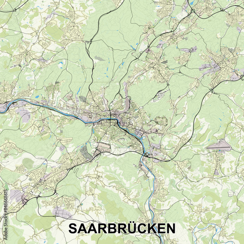 Saarbrücken, Germany map poster art