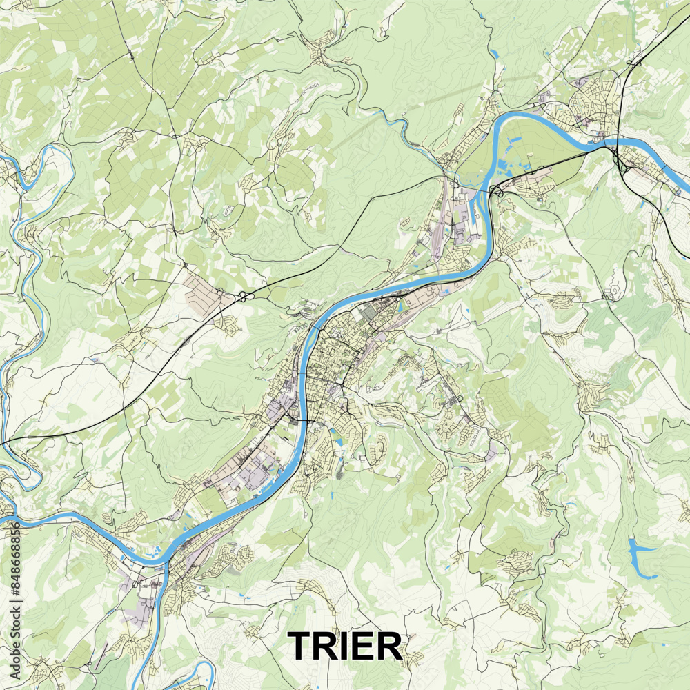 Fototapeta premium Trier, Germany map poster art