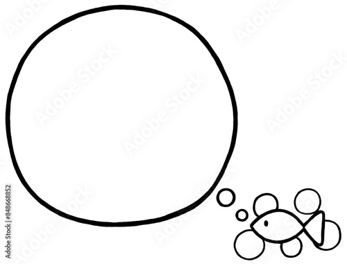 さかな　泡フレーム　線画