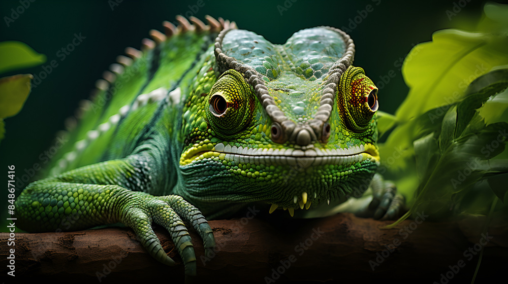 Obraz premium Closeup of iguana in the forest