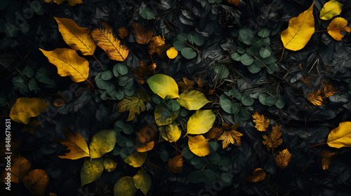 Floral pattern of yellow leaves in nature Free Photo