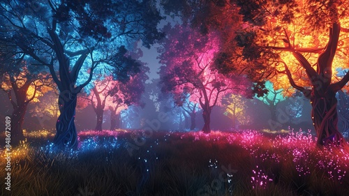 Enchanted Forest with Glowing Trees