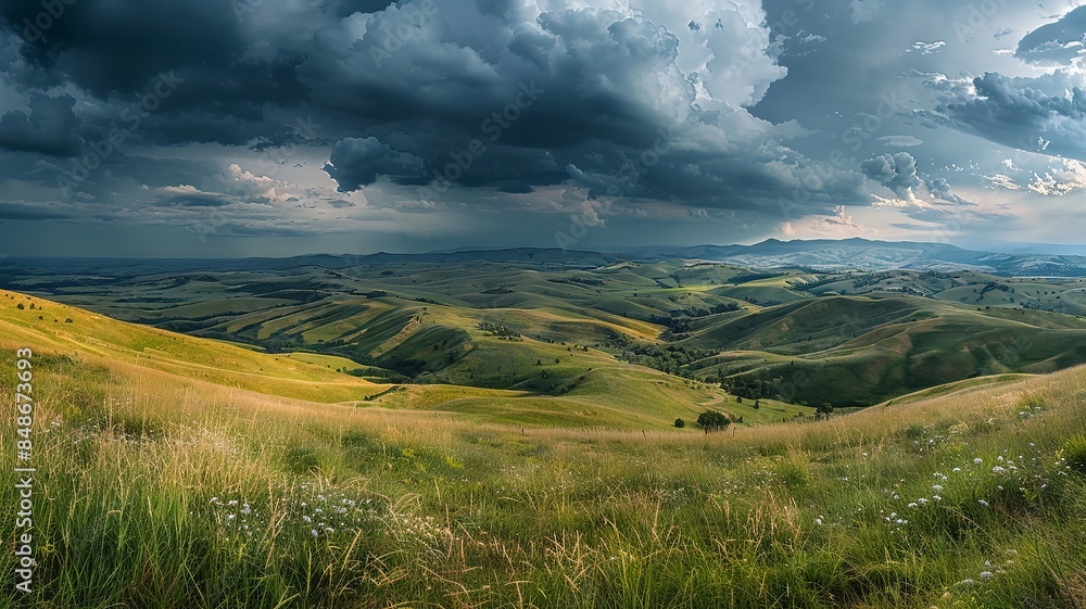Rolling Hills Under a Stormy Sky Rolling Hills Under a Stormy Sky