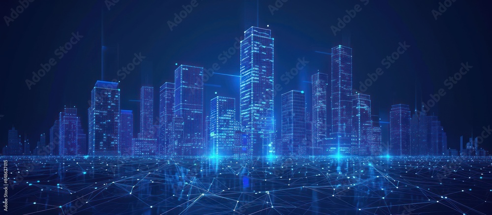 Digital Cityscape with Interconnected Network Digital Cityscape with Interconnected Network