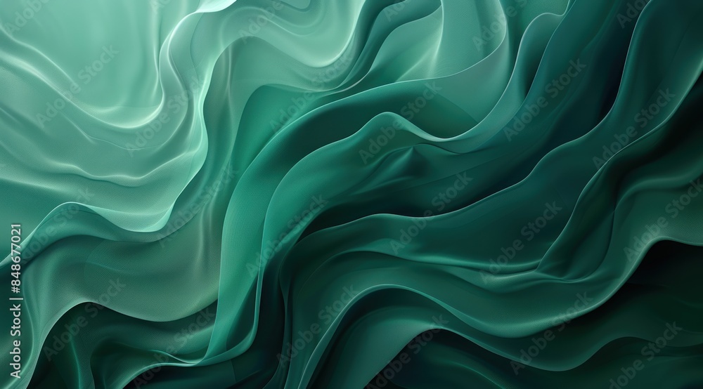 Obraz premium Abstract Green Fabric Waves