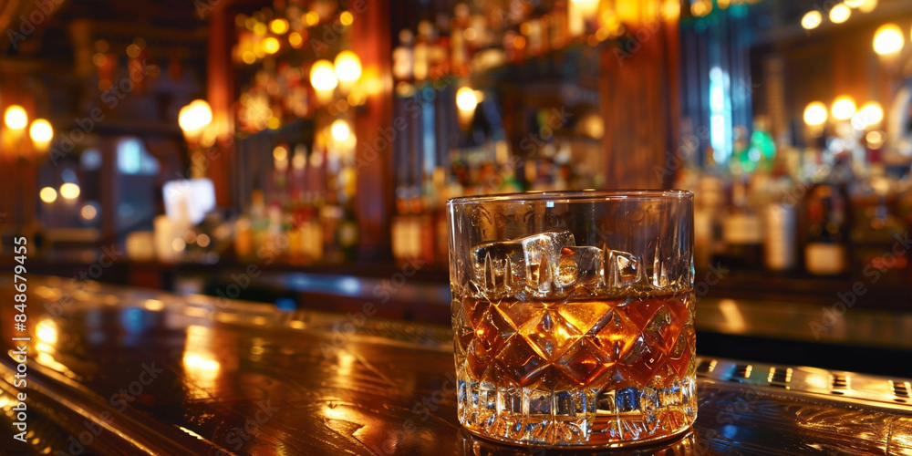 Whiskey drink on dark wooden table Whiskey drink on dark wooden table