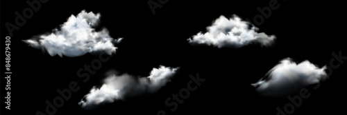 White smoke puff isolated on transparent background.. PNG. . Vector illustration.