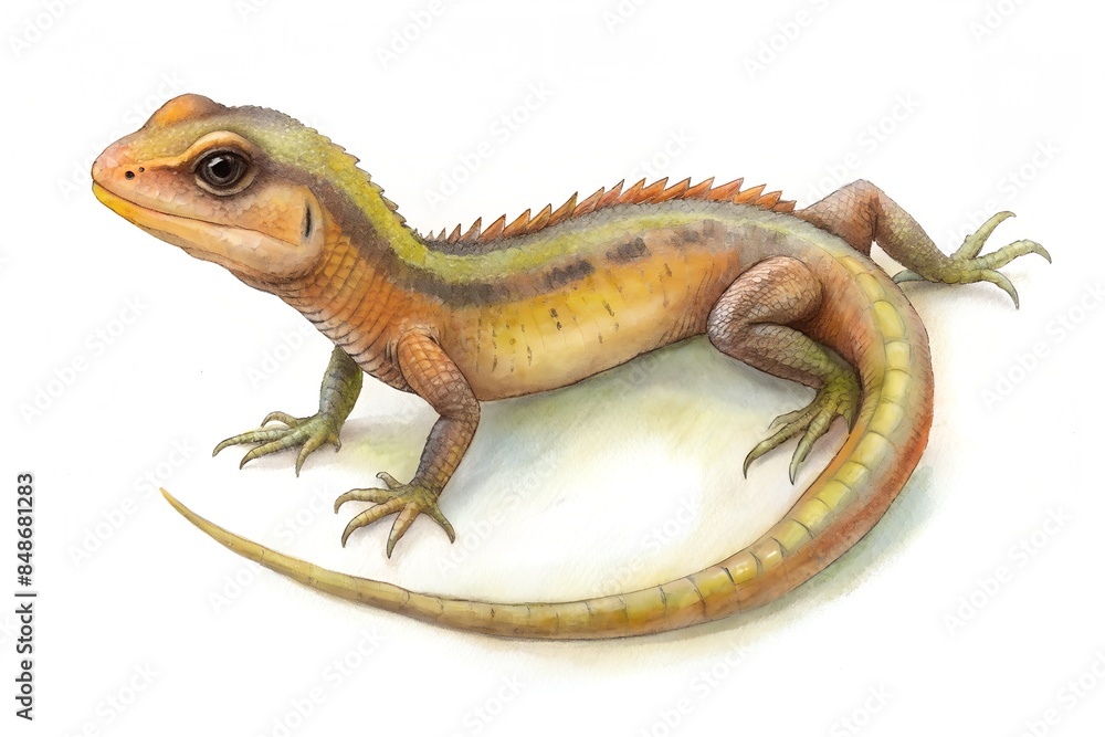 Naklejka premium lizard pencil hand drawn isolated white background