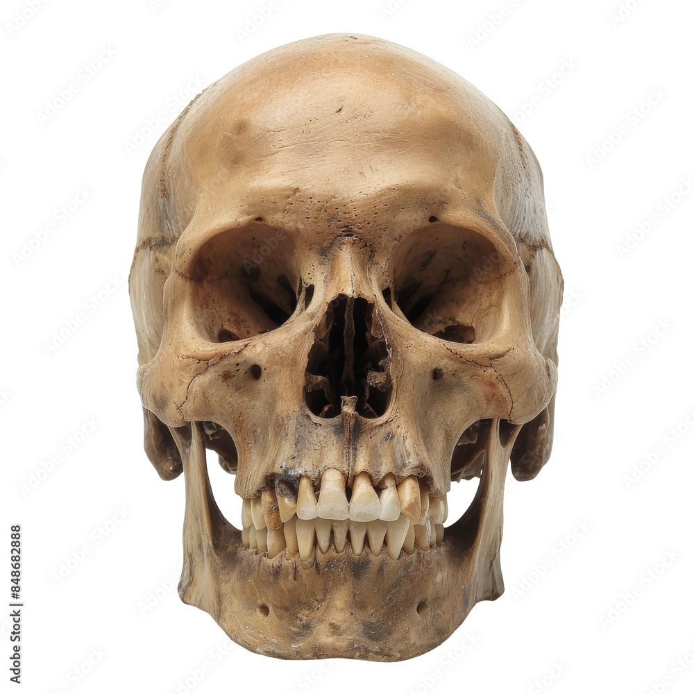 Single skull isolated on white background with copy space, Single skull isolated on white background with copy space,