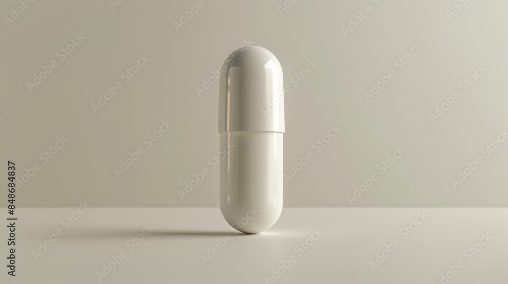 Single white matte drug capsule, close-up, isolated, crisp studio lighting, minimalist style, pharmaceutical ad Single white matte drug capsule, close-up, isolated, crisp studio lighting, minimalist style, pharmaceutical ad