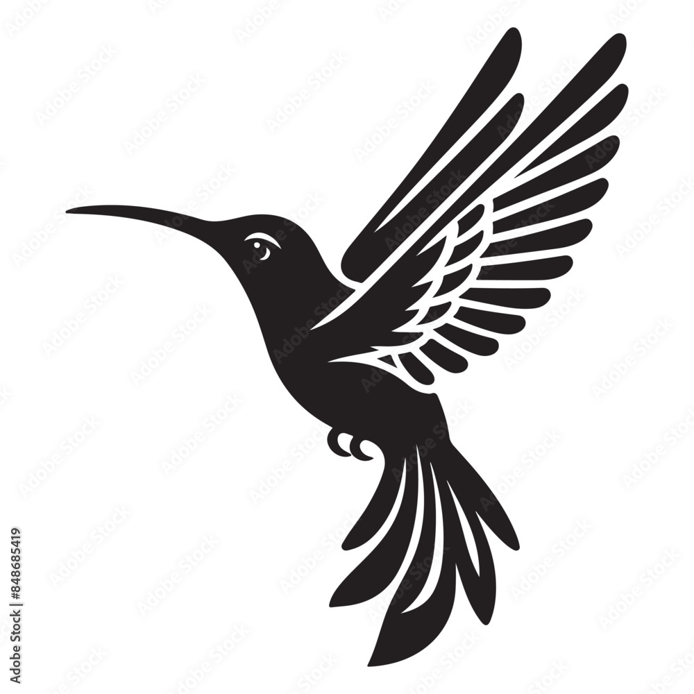 Fototapeta premium Hummingbird Vector silhouette black on white background