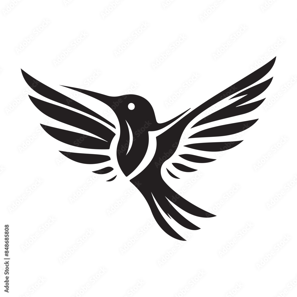 Obraz premium Hummingbird Vector silhouette black on white background