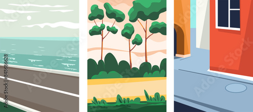 Scenic Coastal Path Vector Illustration