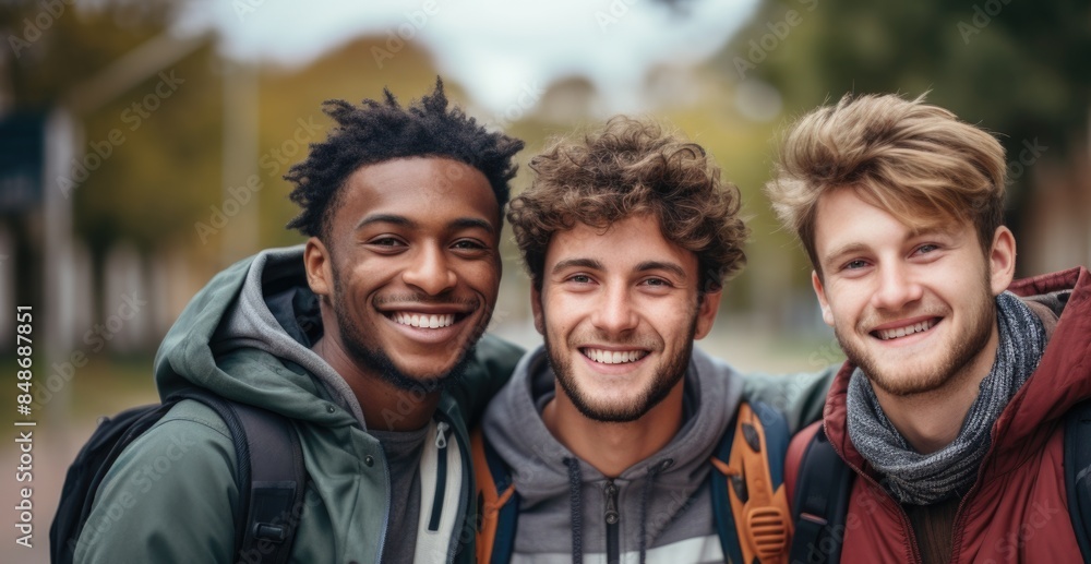 Three men friends standing together Three men friends standing together