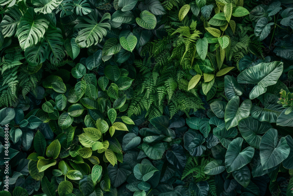 Green plants on a vertical garden wall background, in a top view. Greenery texture for a natural wallpaper design concept Green plants on a vertical garden wall background, in a top view. Greenery texture for a natural wallpaper design concept