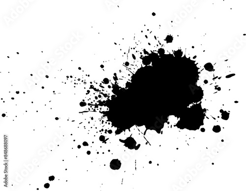 black watercolor brush splash splatter on white background