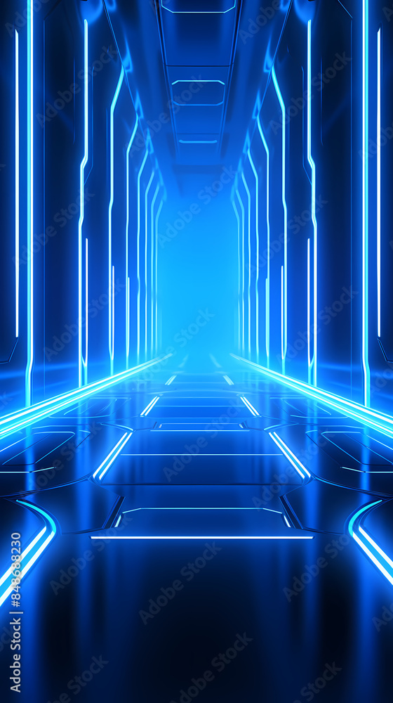 Blue glowing sci-fi corridor Blue glowing sci-fi corridor