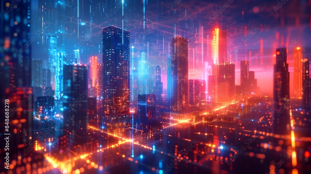 Mesmerizing Futuristic Cityscape with Glowing Skyscrapers and Dynamic Lights Mesmerizing Futuristic Cityscape with Glowing Skyscrapers and Dynamic Lights