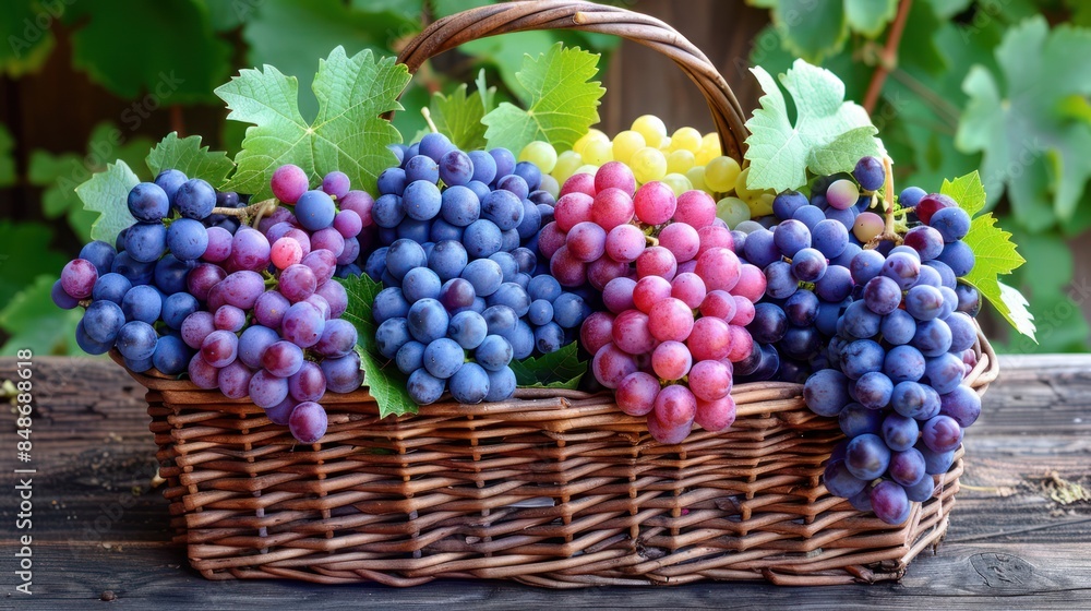 Harvesting Grapes in a Basket Harvesting Grapes in a Basket