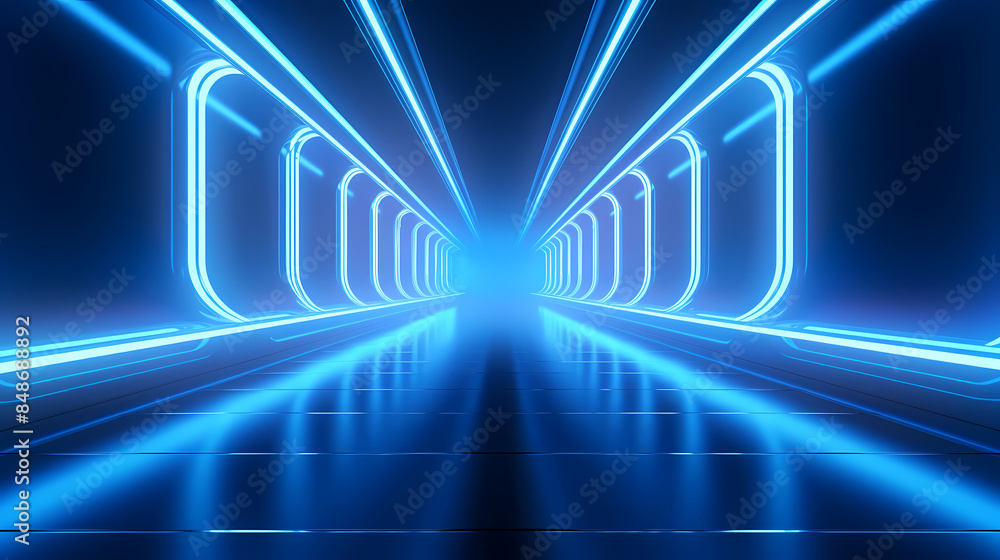 Blue glowing sci-fi corridor Blue glowing sci-fi corridor