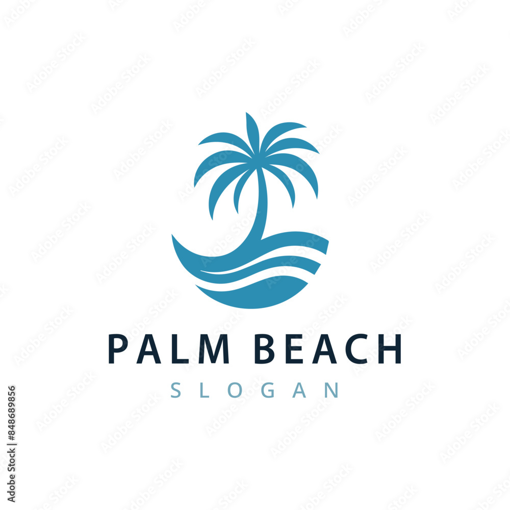 Tropical Beach Palm Tree Logo Design Tropical Beach Palm Tree Logo Design