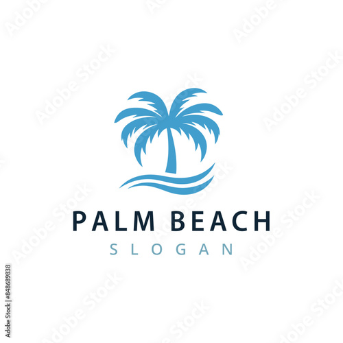 Tropical Beach Palm Tree Logo Design
