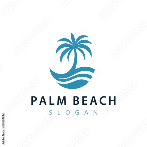 Tropical Beach Palm Tree Logo Design