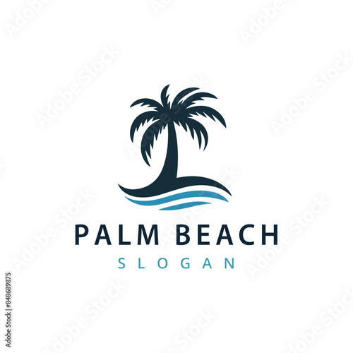 Tropical Beach Palm Tree Logo Design