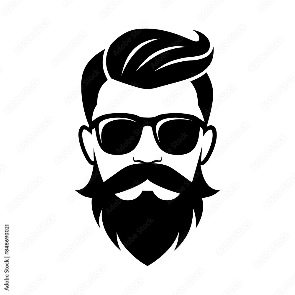 Mustache and Sunglasses Logo Design Vector silhouette illustration. Mustache and Sunglasses Logo Design Vector silhouette illustration.
