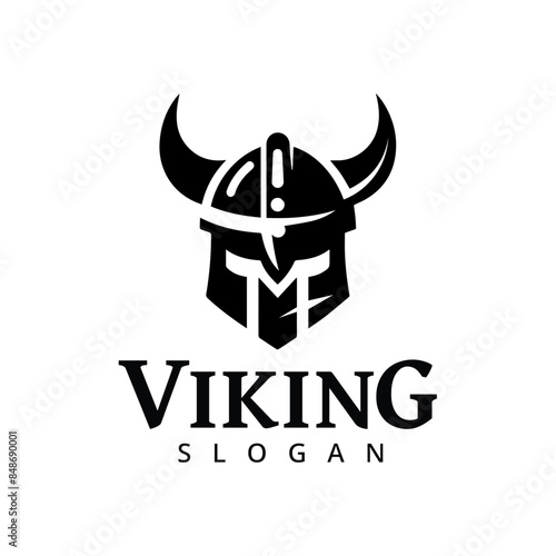 Viking Warrior Helmet Logo Design Template