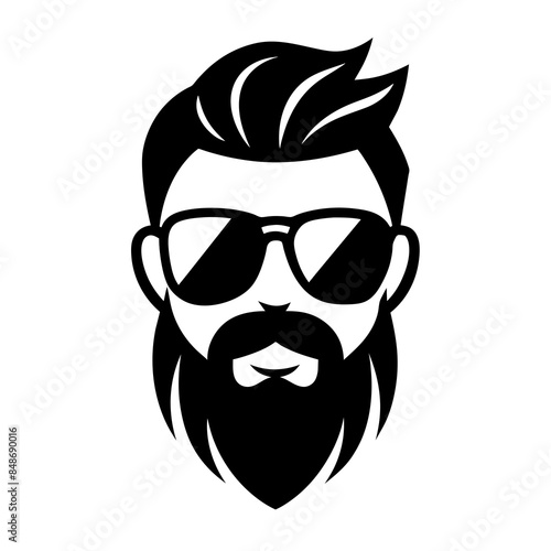 Mustache and Sunglasses Logo Design Vector silhouette illustration.