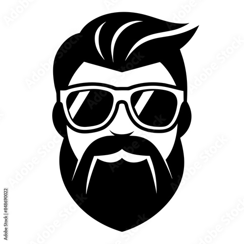 Mustache and Sunglasses Logo Design Vector silhouette illustration.