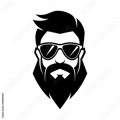 Mustache and Sunglasses Logo Design Vector silhouette illustration.
