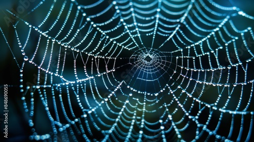 Wallpaper Mural Detailed macro photograph of a spider web, highlighting the complex and delicate overlapping threads, representing the gluon wind's interconnectedness Torontodigital.ca