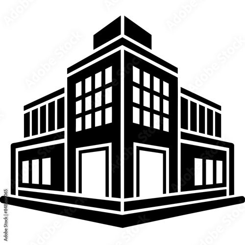 Architecture, building, commercial icon silhouette vector illustration.