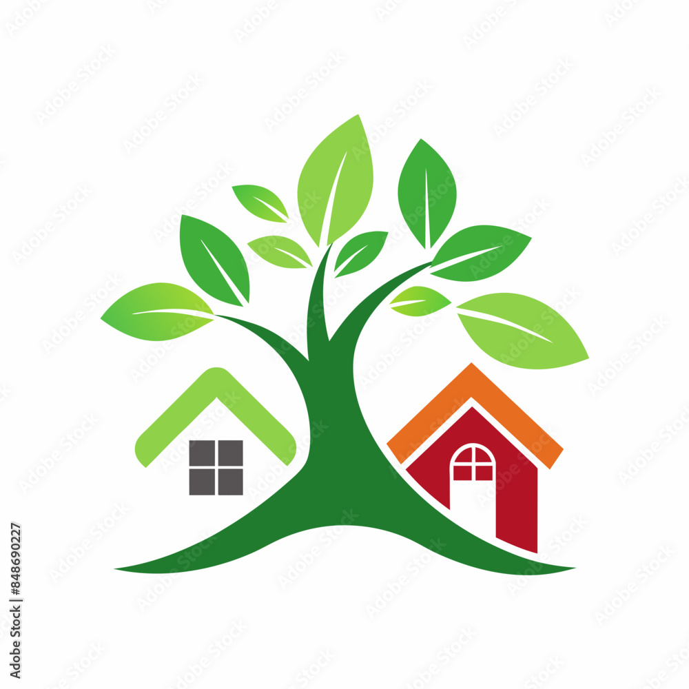 Home and tree nature logo template design vector illustration. Home and tree nature logo template design vector illustration.