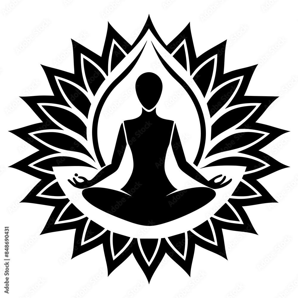 yoga logo icon silhouette vector style with white background. yoga logo icon silhouette vector style with white background.