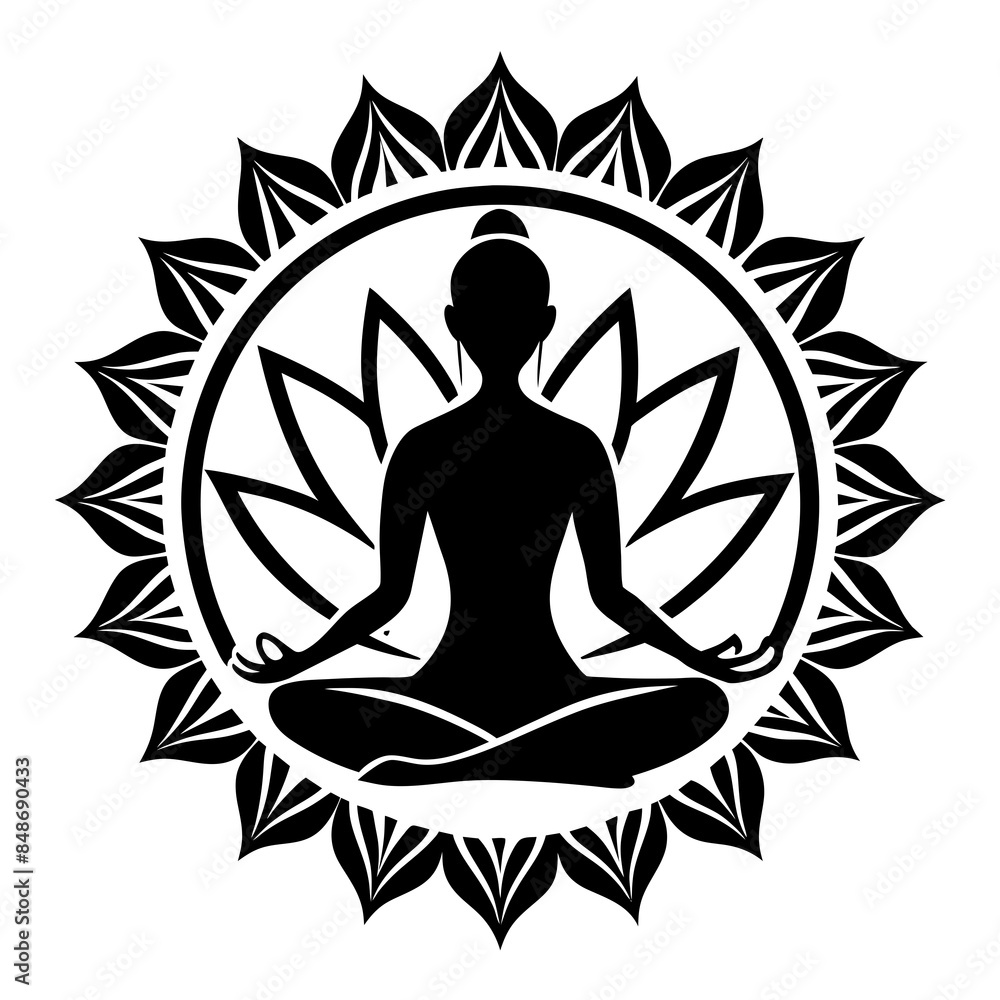 yoga logo icon silhouette vector style with white background. yoga logo icon silhouette vector style with white background.