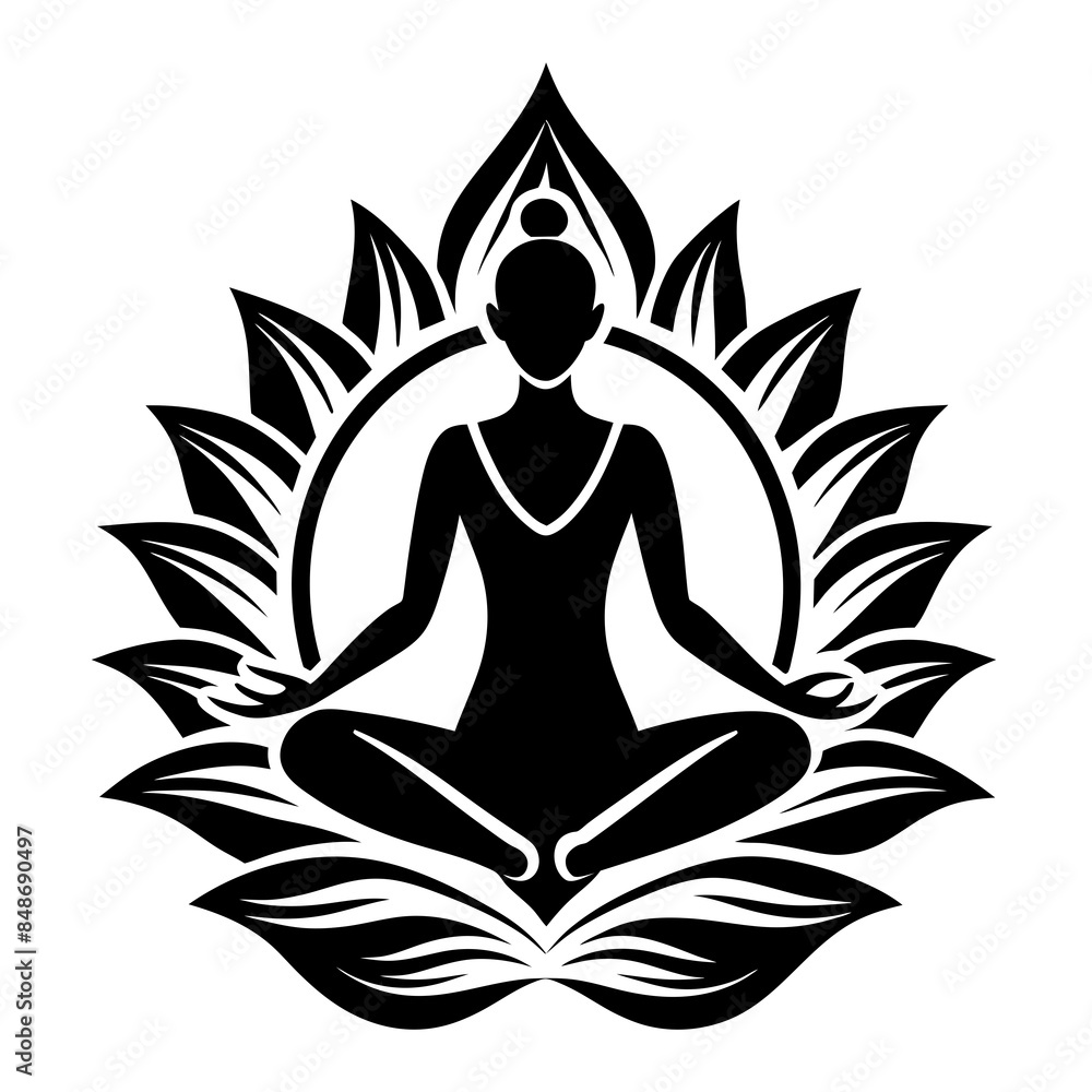 yoga logo icon silhouette vector style with white background. yoga logo icon silhouette vector style with white background.