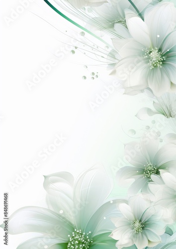 White flowers on green background
