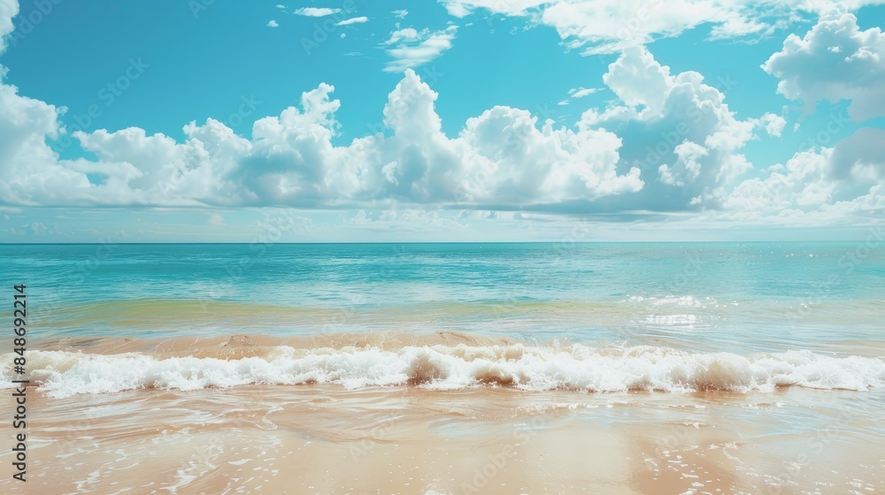 Fototapeta premium Indulging in serene beach getaways along sun kissed shores for tranquil retreats