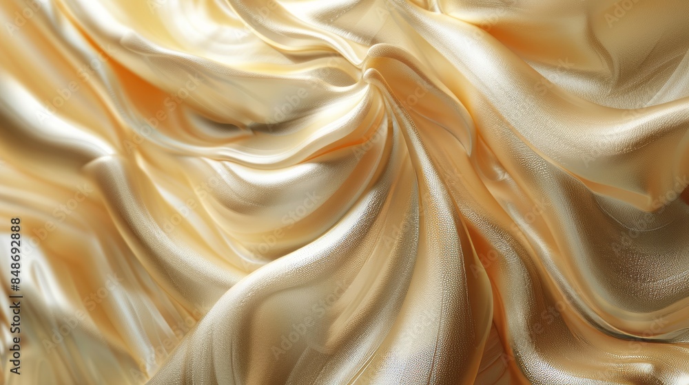 Fototapeta premium Fine detail close-up of an exclusive cream product, gradient color design, dark gold background, exuding luxury