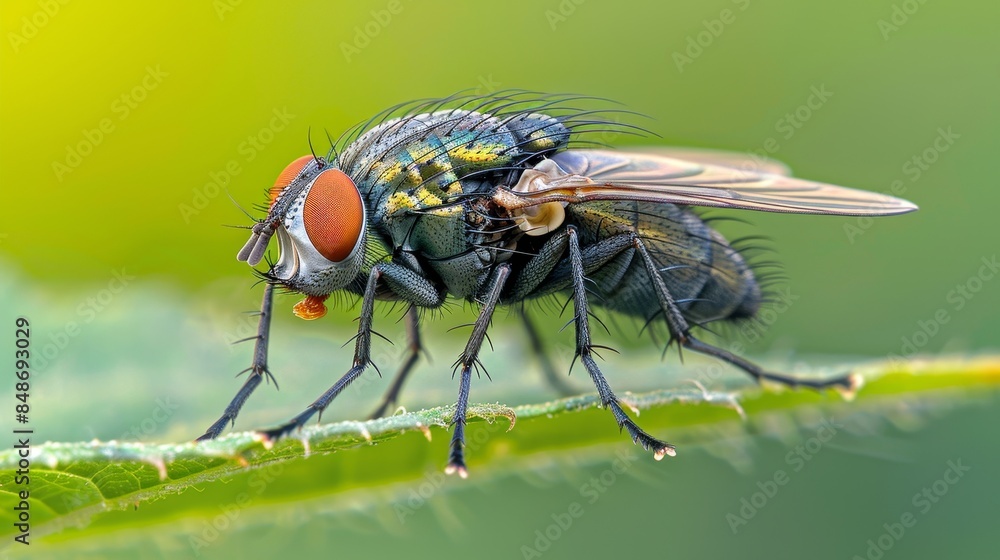Fly's legs in extreme detail, highlighting the tiny claws and fine hair, set against a blurred natural background Fly's legs in extreme detail, highlighting the tiny claws and fine hair, set against a blurred natural background